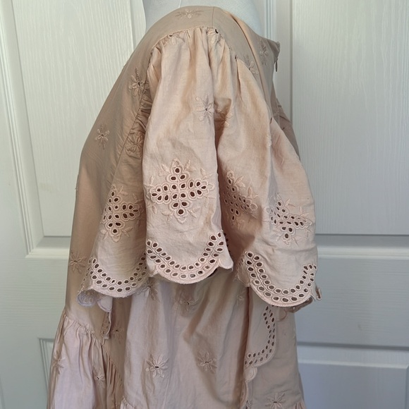 NWT Ann Taylor Loft Eyelet Scallop Flutter Sleeve Pink Blush Dress Womens Sz XXL - Picture 5 of 16